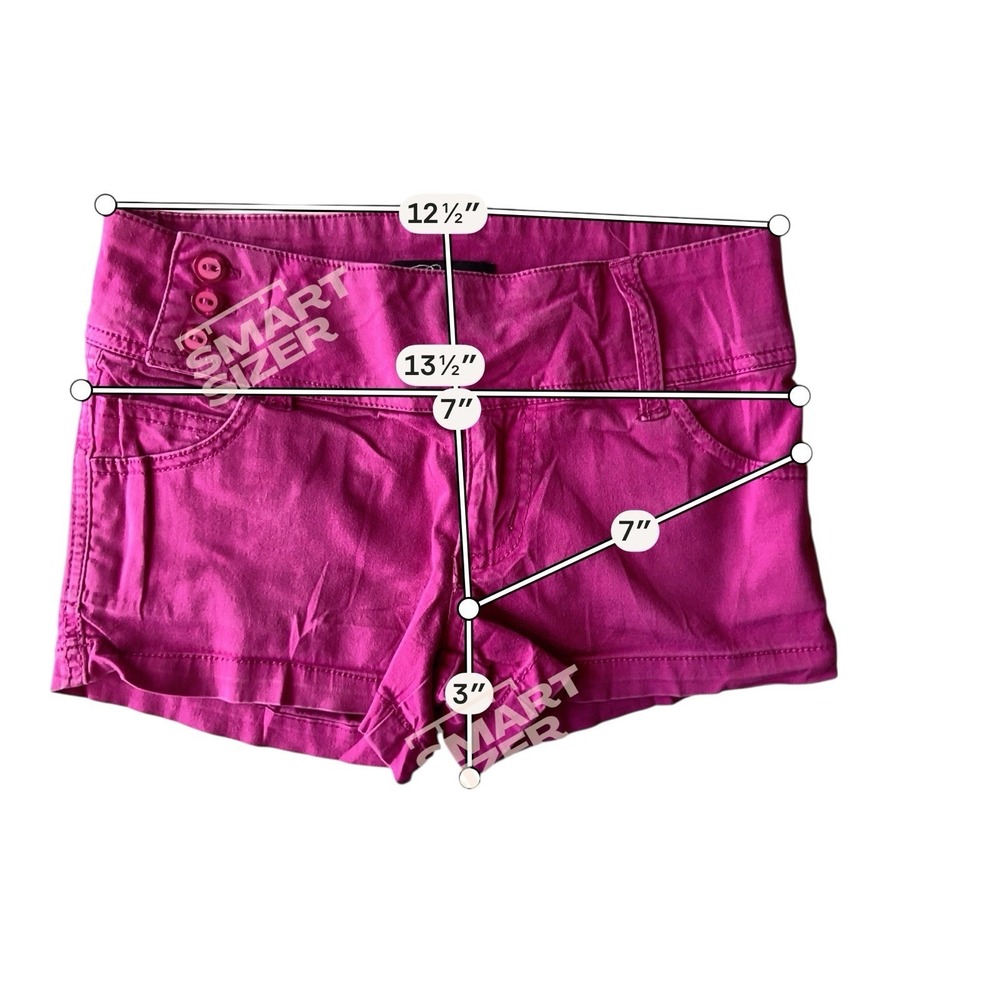 Vintage Y2K Low Rise Micro Shorts Size 1 Fuchsia Button McBling Barbie Britney - Picture 8 of 9